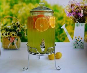 Quality glass juice / beverage dispensers with rack wholesale