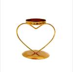 Gold metal wire heart shape decorative metal candle holder with glass tealight