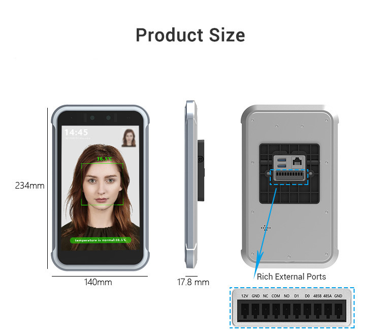 CE FCC Facial Recognition Access Control System 8.0 Inch Screen For Hotel / Office