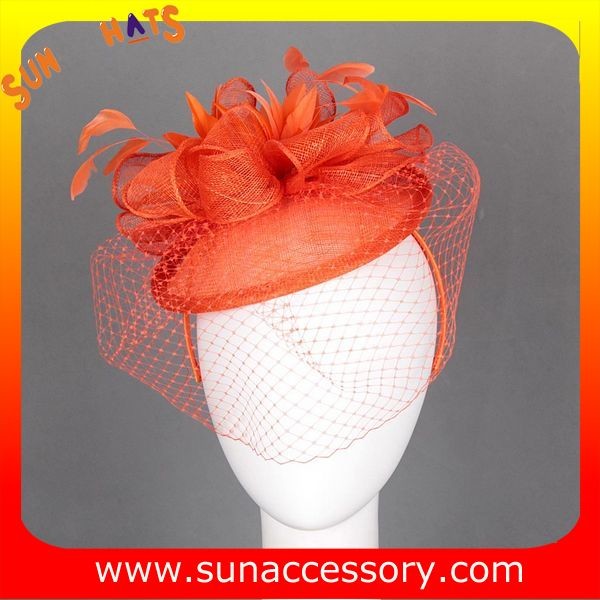 0920 hot sale fashion sinamay fascinators hats and caps with veil ,Fancy Sinamay fascinator from Sun Accessory