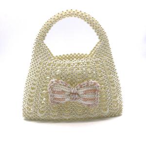 Quality Handmade White Pearl Beaded Bag Bow Flower for Women 22×18×23cm wholesale
