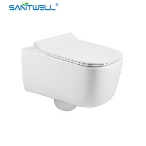 Quality Sanitwell SWJ0225 Bathroom wc white toilet bowl rimless flush wholesale