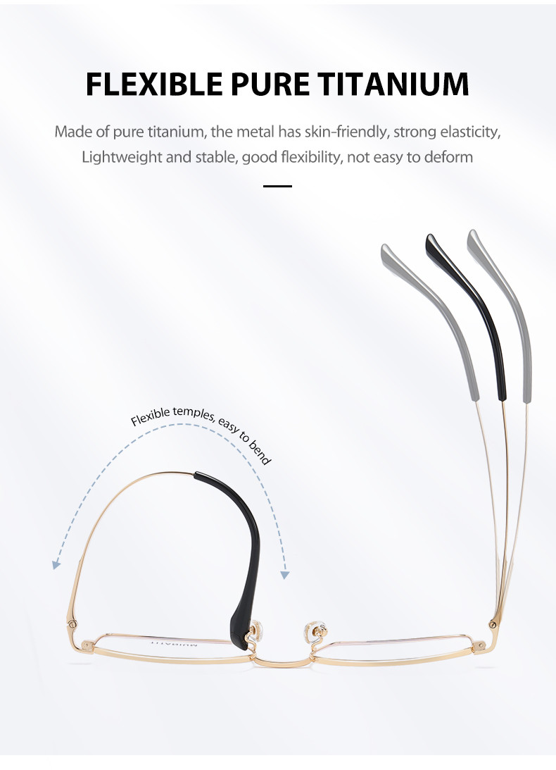 Unisex Square Titanium Eyeglass Frames Electroplated Classical