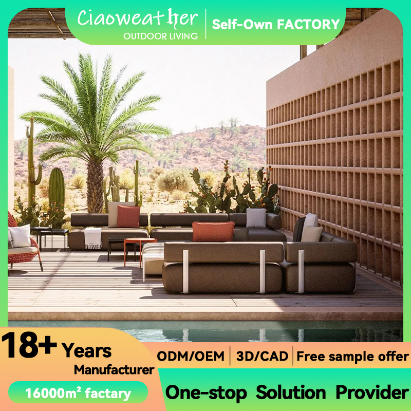 Modern Luxury Hotel Poolside Garden Aluminum Frame Waterproof Outdoor Lounge Fabric for Villa Living Room