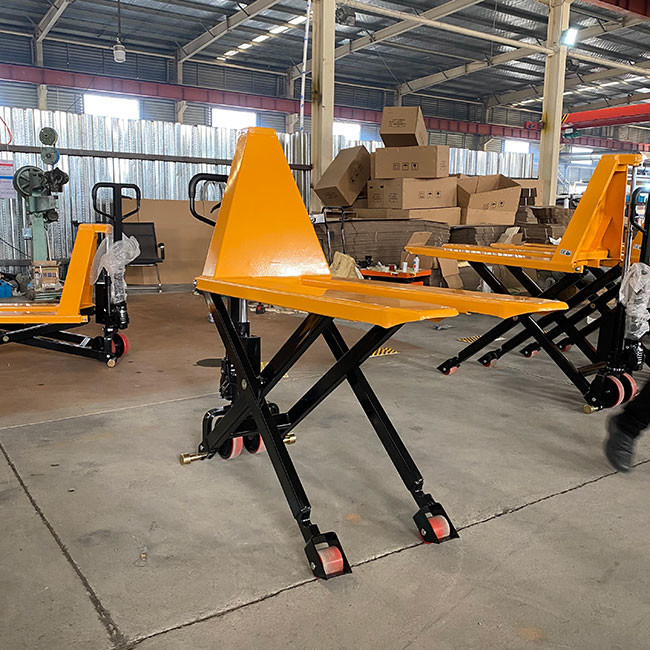 1500kg Manual Hydraulic Scissor Lift Single Scissor Lift Pallet Truck Lifting Height 800mm