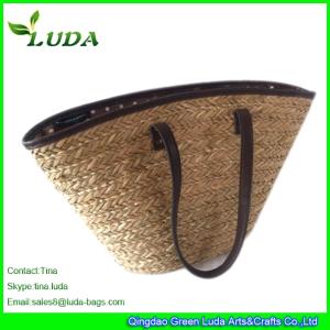 Quality LUDA Large Seagrass Straw Handbags With PU Binding wholesale