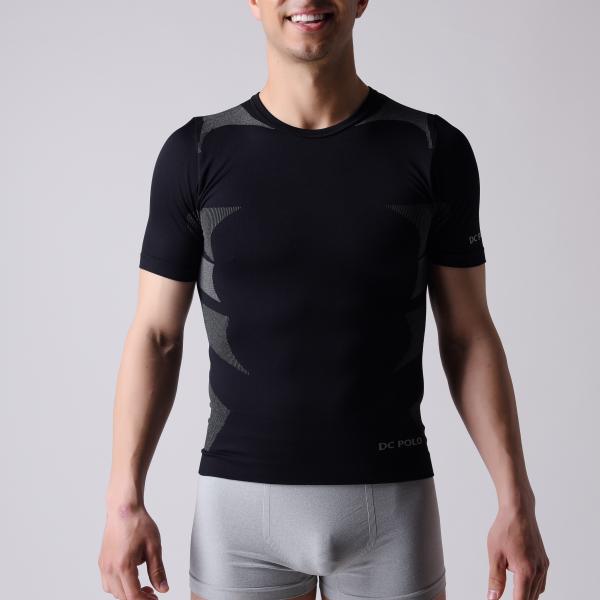 T-shirt, short sleeve, Men's sports wear, black and grey block, XLSS002, man