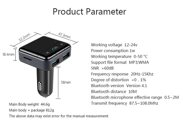 V3.0 Car Stereo Bluetooth Adapter Support Mobile Phone APP Operation