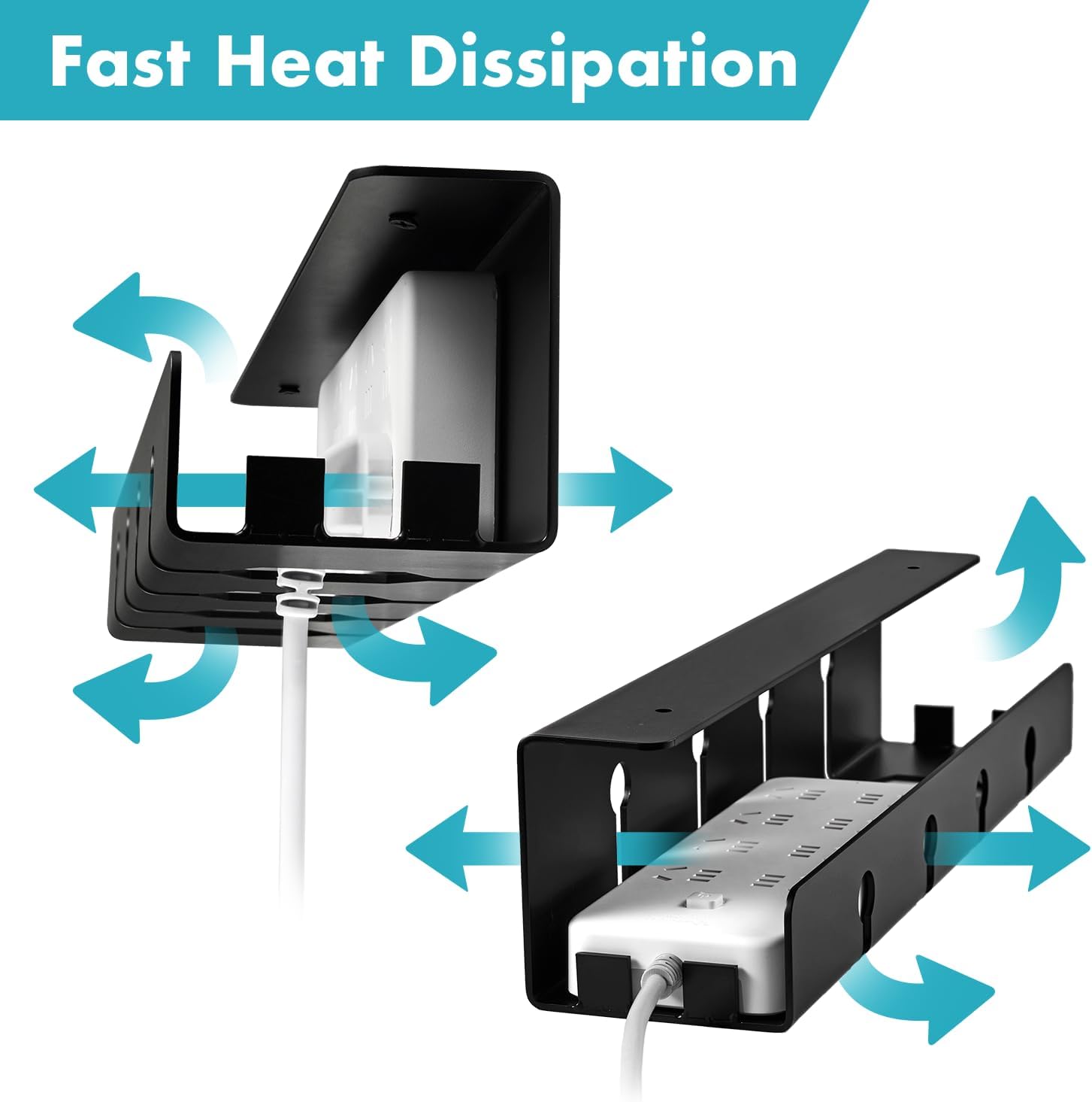Super Heavy Duty Desk Cable Organizer 10*40*10cm ISO9001 Rohs CE No Drill Steel Cable Tray