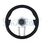 Golf Cart Aviator 4 Black Grip/Brushed Aluminum Spokes Steering Wheel