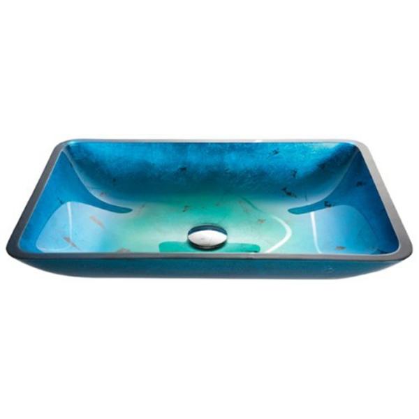 Irruption Light Blue Vintage Undermount Trough Bathroom Sink Glass Vessel With