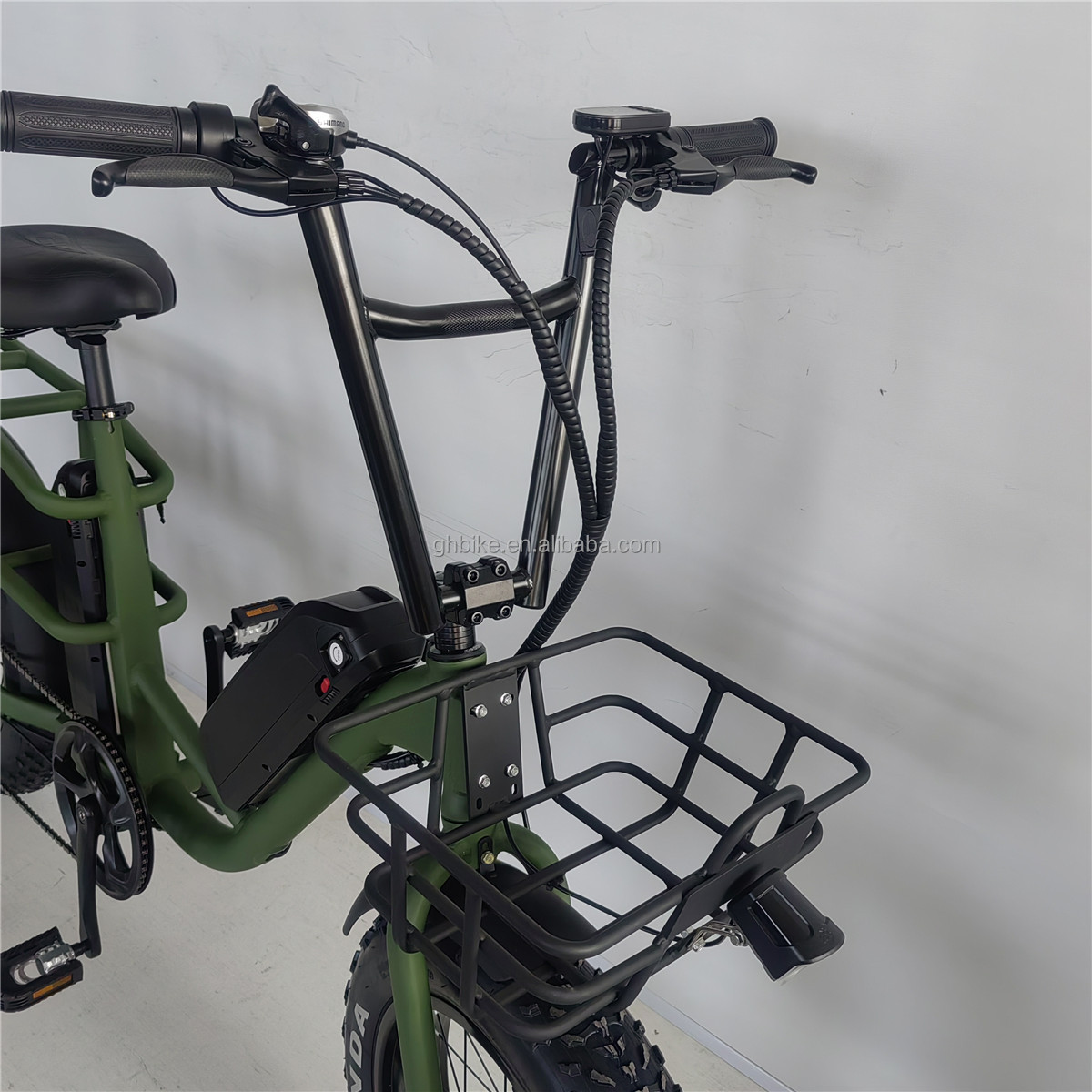 1000W 48V 34A Folding Frame Electric Cargo Bike with 20 Inch Fat Tires and Rear Carrier