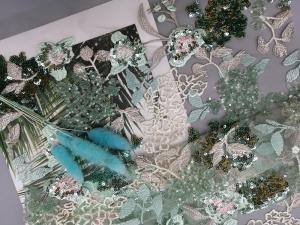 Quality Lady Dress AZO Free Green Floral Sequin Embroidered Fabric wholesale