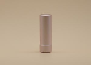 Quality Pale Pink Rose Color Cosmetic Lipstick Containers Metallic Simple Sense 3.5g Cylinder Shape wholesale