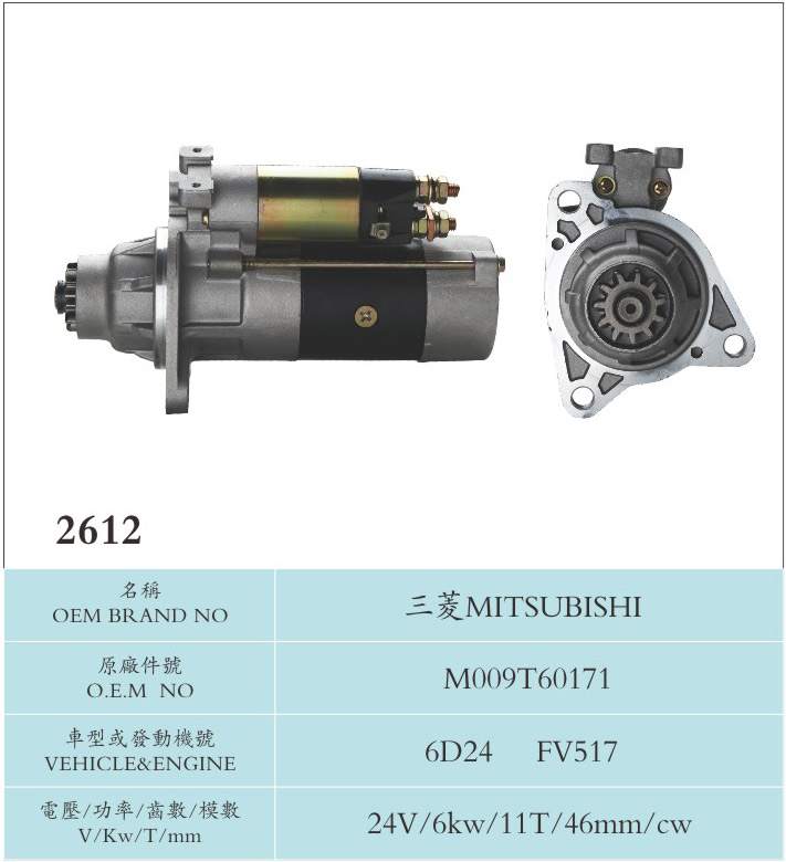 M009T60171 Mitsubishi Starter Motor Fit For Engine 6D24 FV517 24v 6kw