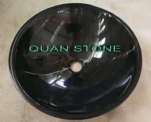 Quality Natural Nero Countertop Sink Basin Marquina Marble Sink Black Wash Bowls Round Basins wholesale