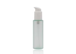 Quality 100ml Glass Cosmetic Pump Bottle Flat Shoulder Clear Green Color wholesale