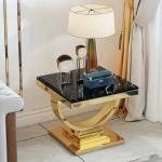 Light Luxury Stainless Steel Square Living Room Sofa Side Table