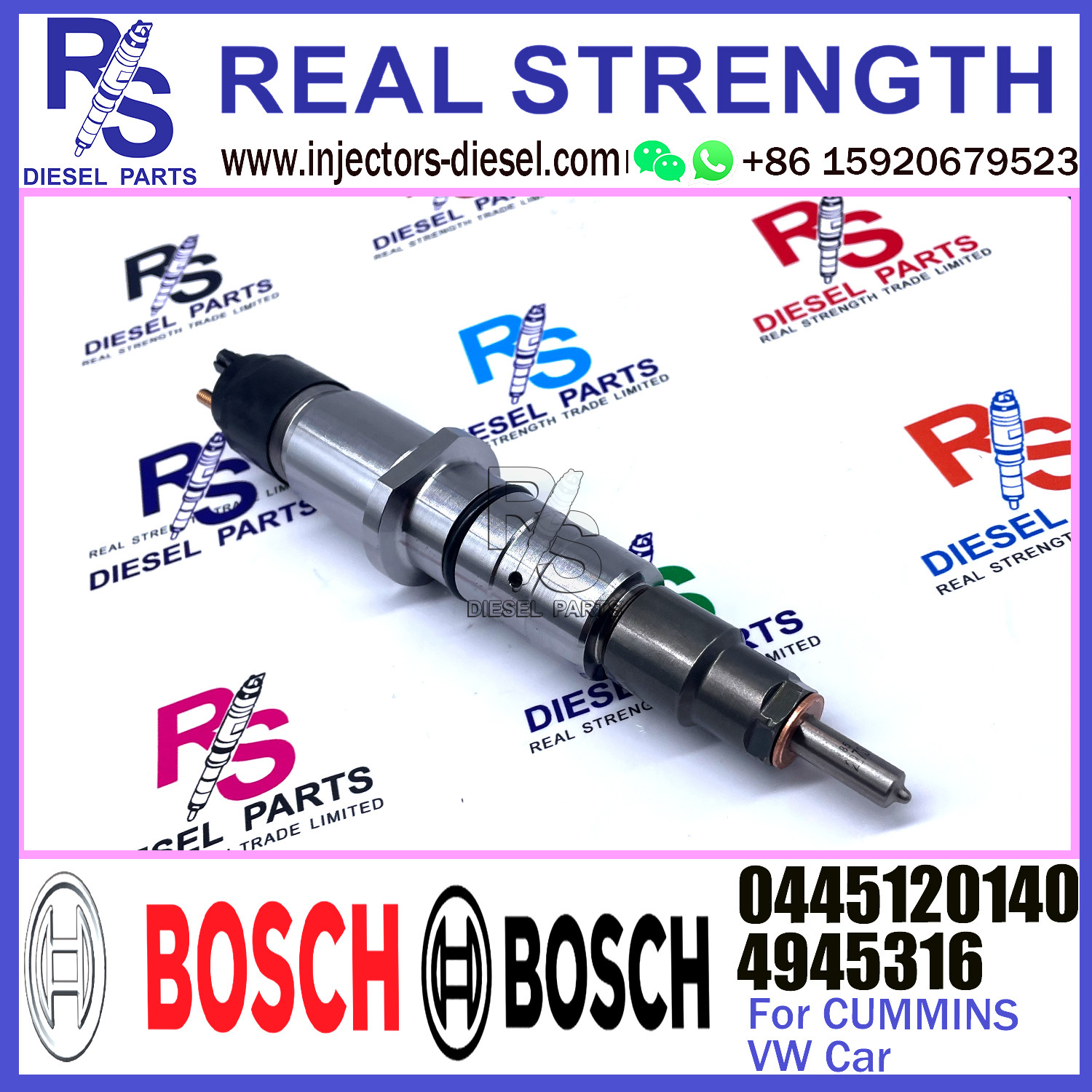 Common rail assembly diesel fuel injector 4945316 0445120140 for Cummins VW