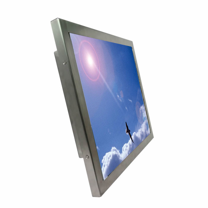 19" sunlight readable all weather rugged LCD monitor with multi PCAP touch HDMI input 9-36V DC input option