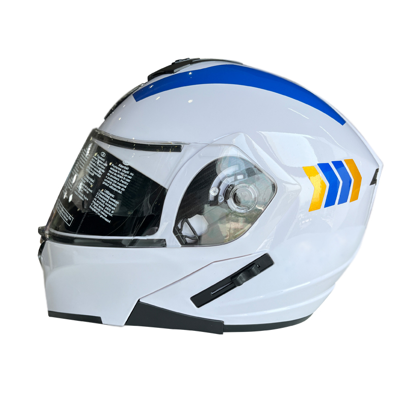 White ABS Motorcycle Riding Helmet with Full Face PC Shield Customizable