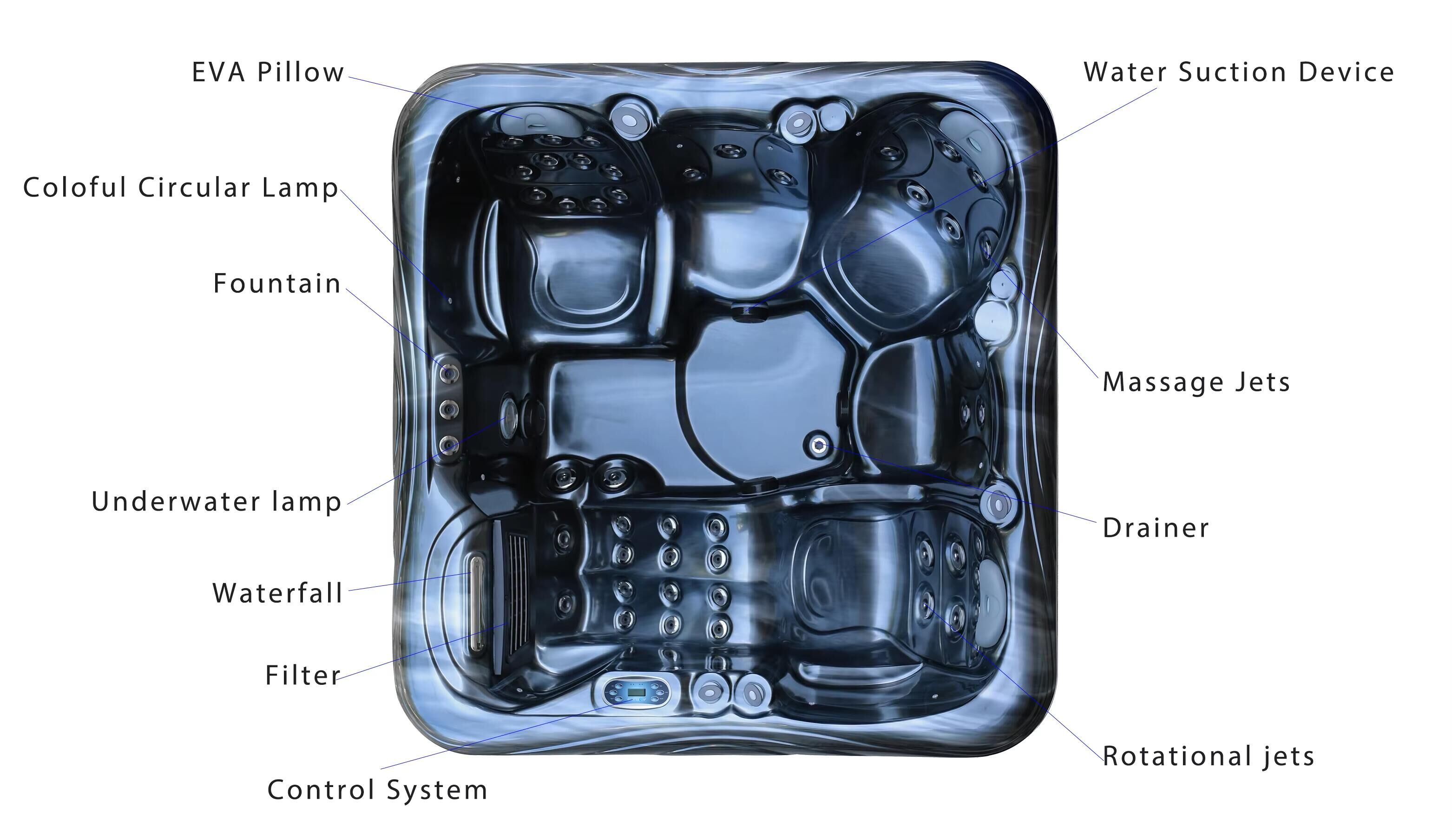 5 Persons Hydrotherapy Spa Hot Tubs For Outdoor Cool Spa Bathtub With Air Jets Jacuzzi Luxury Spa Tubs For Villa