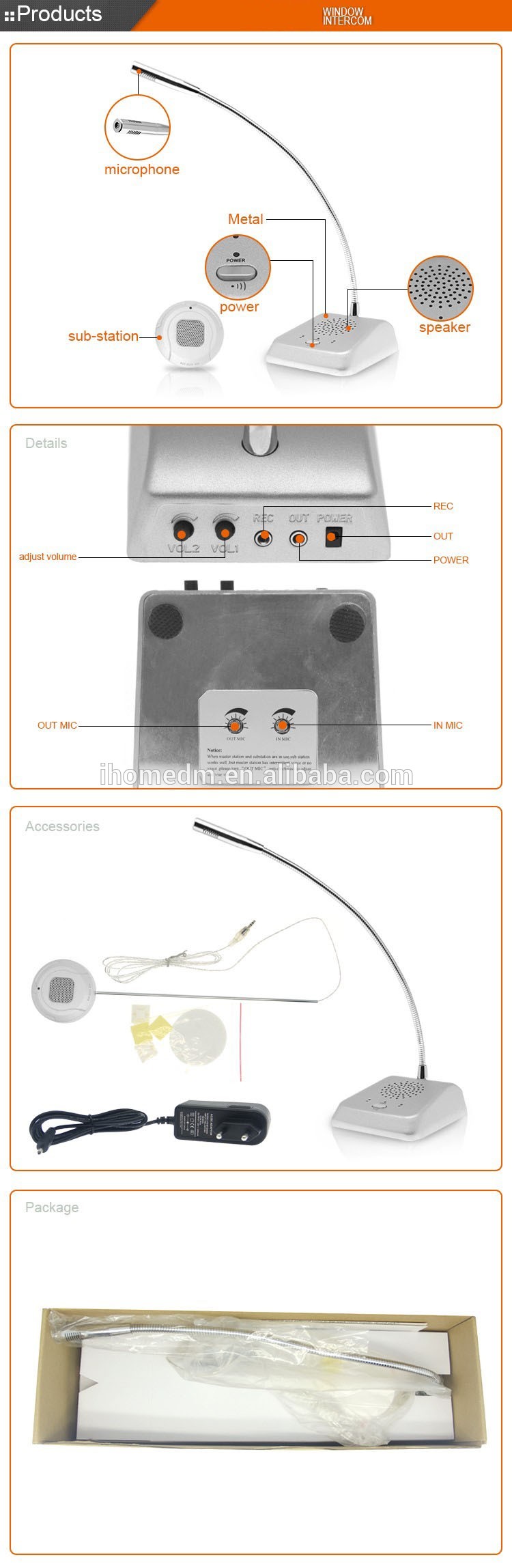 Dual-way audio bank window counter intercom with competitive price