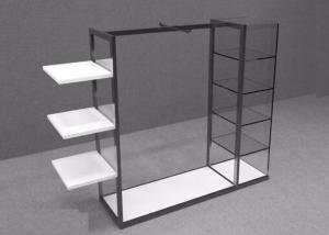 Quality Island Style Clothing Display Rack With Metal Power Coated And Wooden Shelf wholesale