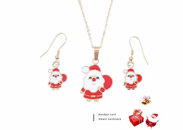 Father Santa Claus gift package necklace set earrings stainless steel sweater