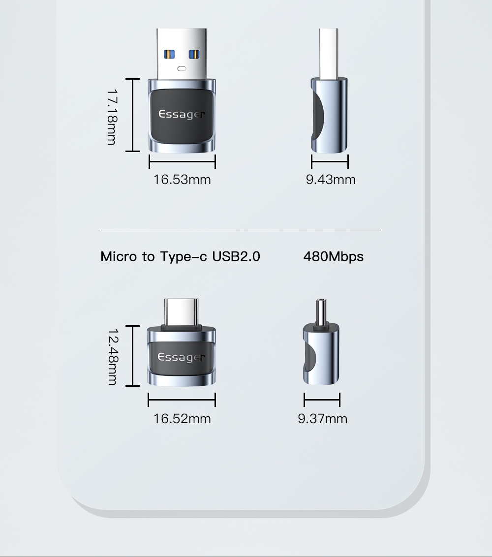 USB3.0 Micro Type C Fast Charging OTG Adapter 5Gbps Transmission 3A
