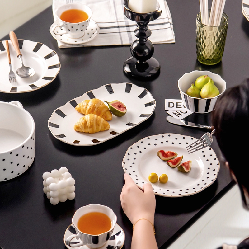 Under Glazed Fashion Ceramic Kitchen Plates Set Dinner Dinnerware For Party Occasion