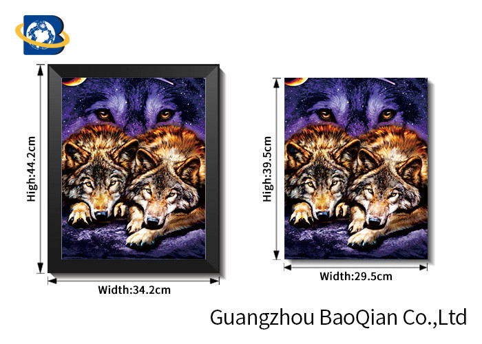 Wolf 3D Animals Images , 3D Animated Pictures Stereograph Printing PVC/MDP Frame