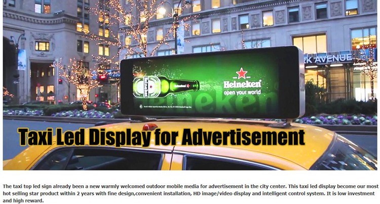 Brightness Outdoor LED Advertising Panel 3-in-1 Pixel Car Top Display Screens