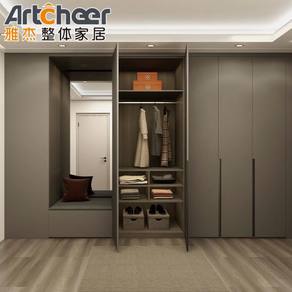 Modern Minimalist Wooden Bedroom Hinge Door Wardrobe High End Nordic Style 2