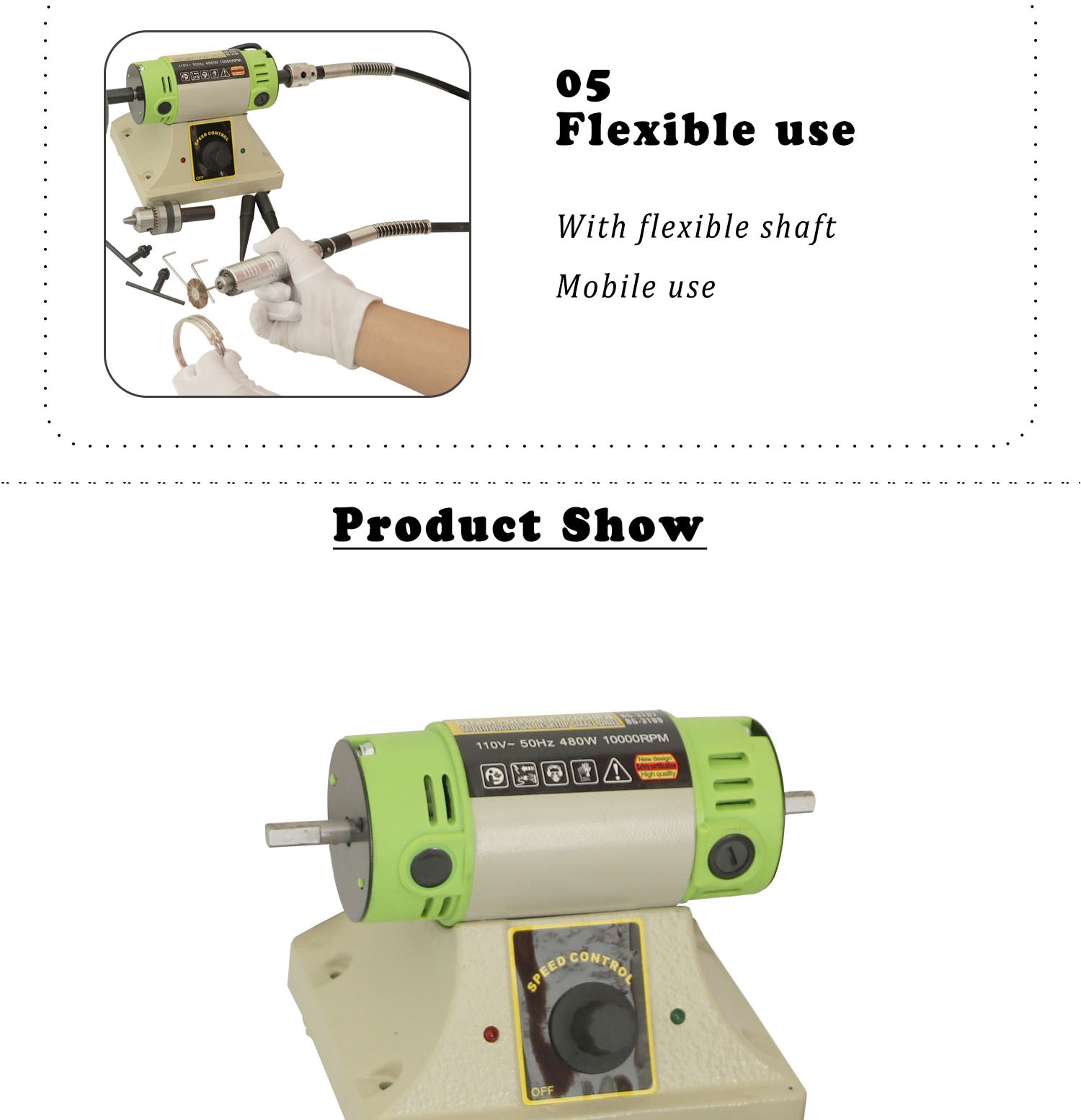 TOKTOS 7200rpm Table Top Grinder Polisher 480W Bench Lathe Polisher