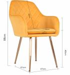 Velvet Upholstered Accent Dining Chairs 43cm 44cm Green Orange With Golden Legs