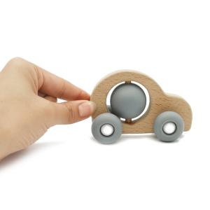 Quality Fun Educational Silicone Wood Easy Gripping Newborn Rattle wholesale
