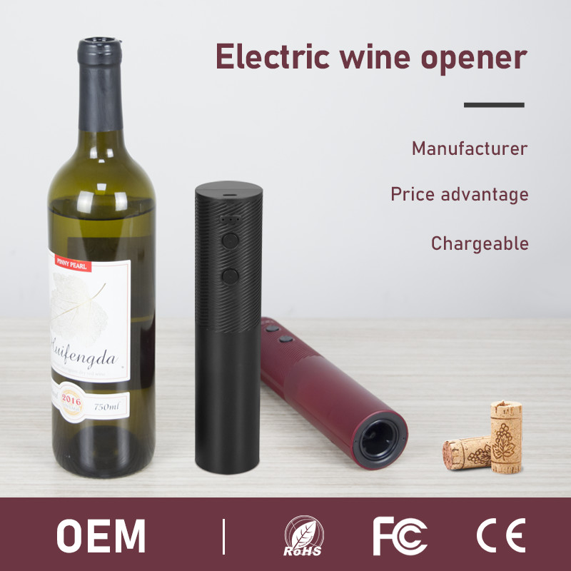 Black Red Rechargeable Electric Bottle Opener With 3.7V Power Source ABS