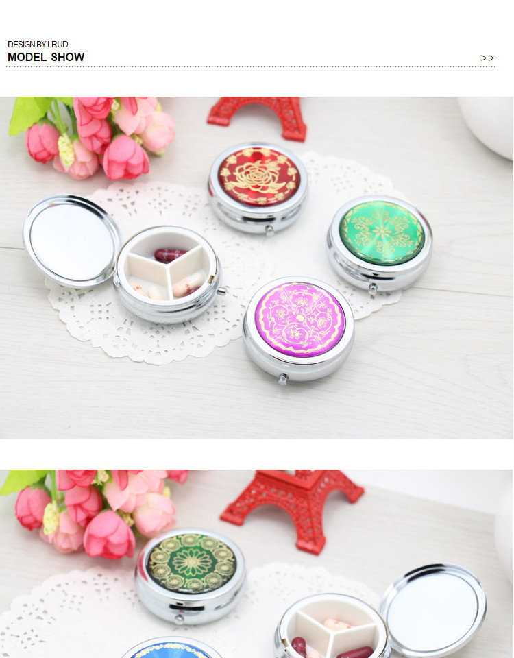 Creative Portable Travel Small Metal Pill Box With 3 Compartments