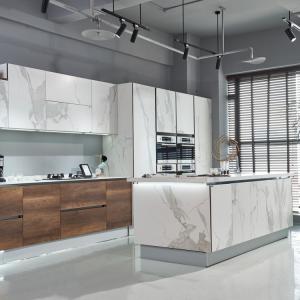 Quality Quartz Stone Kitchen Cabinets Light Luxury Home Assembled Kitchen Cabinet wholesale