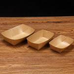 Grade Oil-Proof Food Paper Tray Boat Kraft Paper Boxes for Fast Foods and