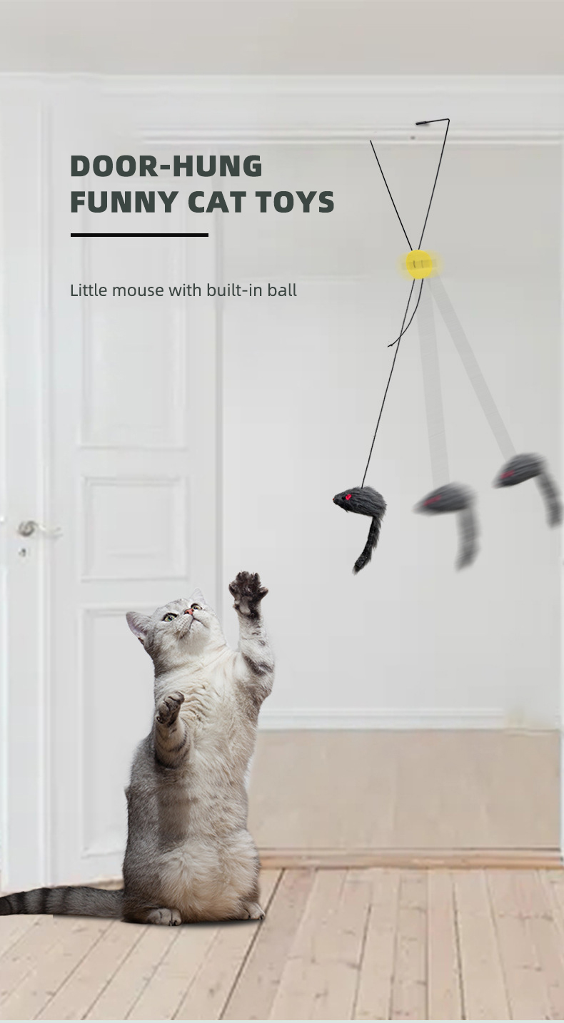 Cat Feather Toy Retractable Teaser Hanging Interactive Indoor Cats OEM/ODM Accepted