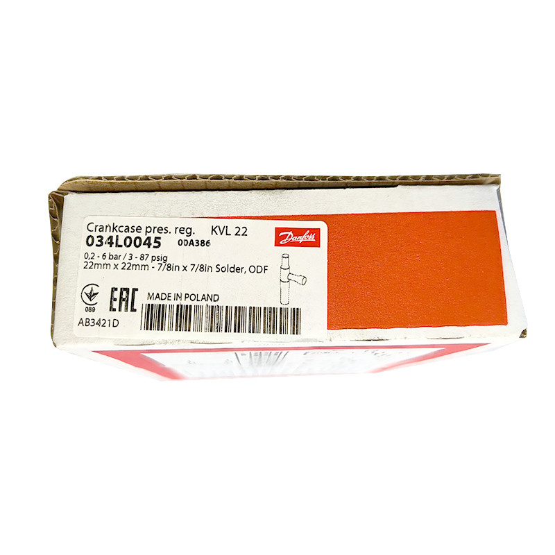 kvl22 refrigeration cpr valve 034l0045 9/8in 7/8in x 7/8in Solder, ODF 22mm x 22mm from Danfoss, made in POLAND