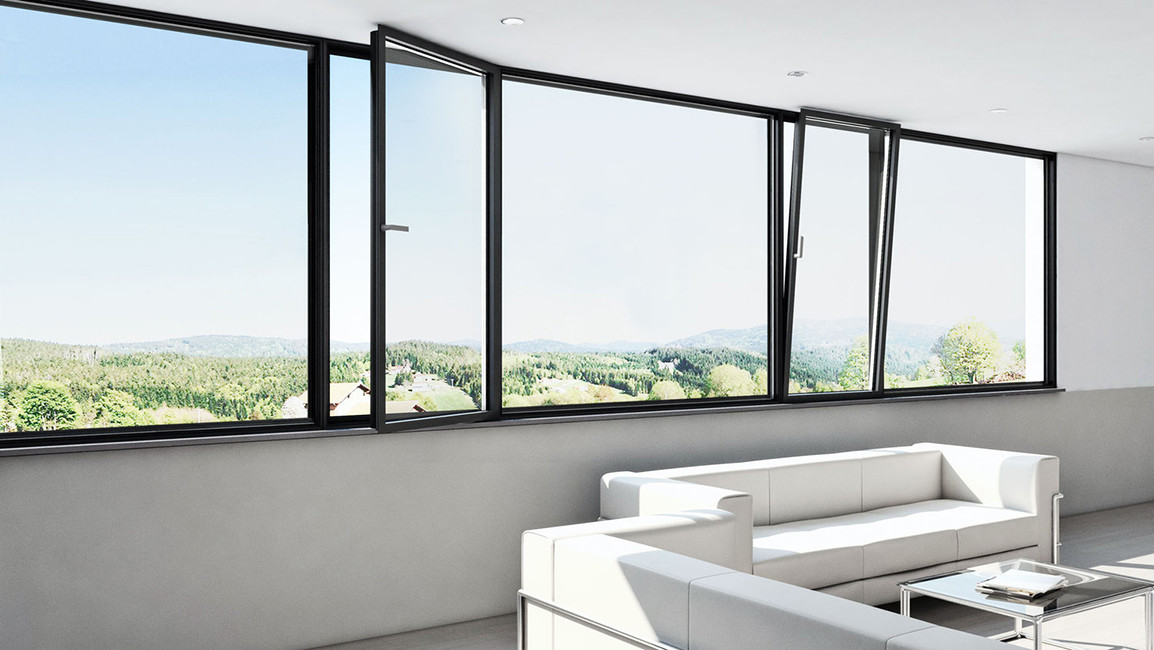 Modern Panel Facade Ribbon Windows Aluminum Glass Frame For Building
