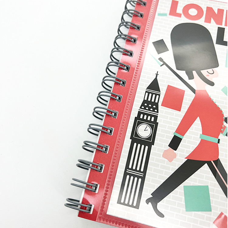 Customized Plastic Wire Journal Book Printing With Sticker Gloss lamination