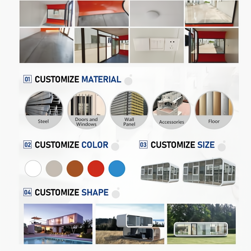 Bedroom Prefabricated Space Capsule Container House Cabin House and Aluminum Window