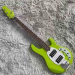 Custom 4 Strings Stingray Electric Bass Guitar in Green with White Pickguard