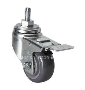Quality PU Wheel 3&quot; 150kg Threaded Brake Caster 5043-76 for Medium Duty Industrial Equipment wholesale