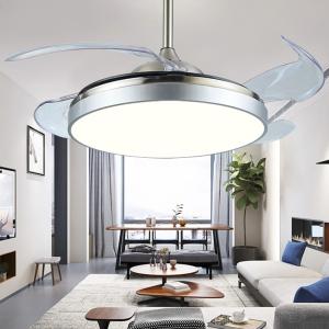 Quality Ceiling fan lamp remote control dimming modern invisible acrylic leaf ceiling fan lamp(WH-VLL-05) wholesale
