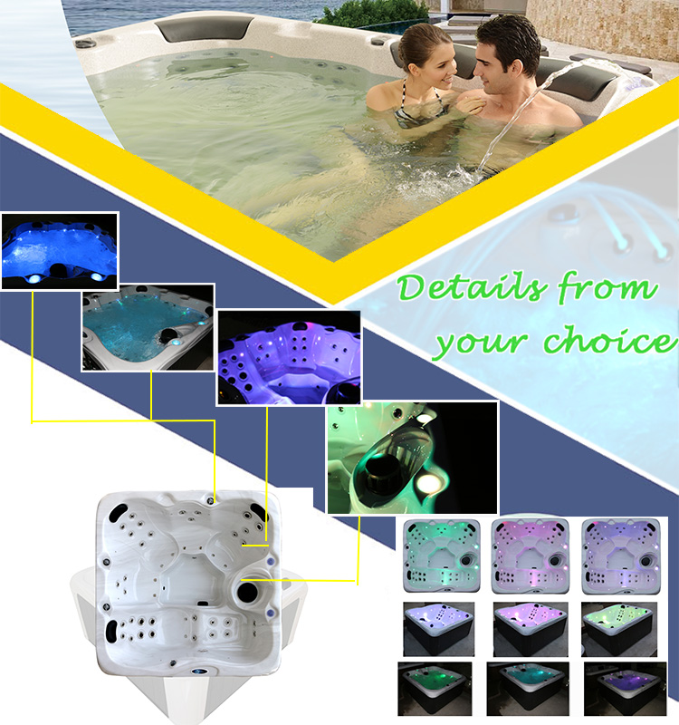 Customized 4 People Outdoor Spa Bathtubs Freestanding European Design Spa